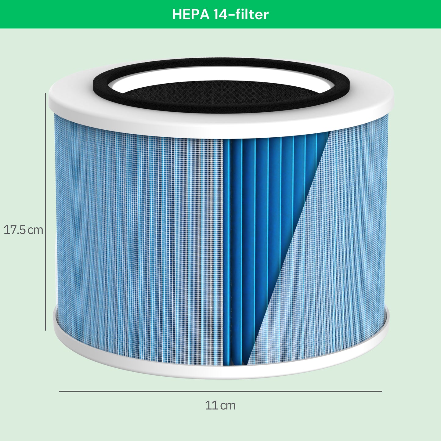 HEPA 14-filter til AirFlow30™ PRO luftrenser – set fra siden
